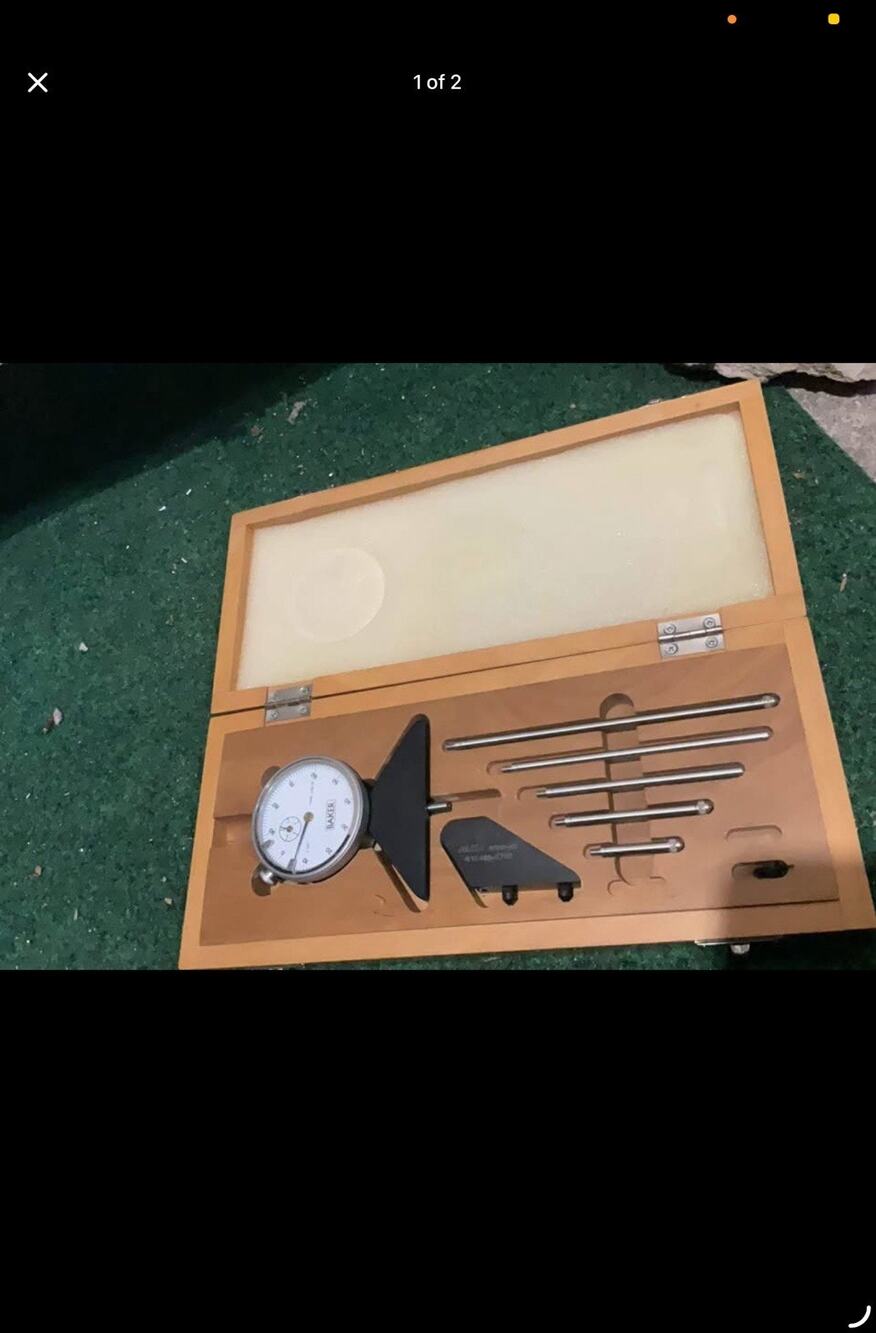 Baker Dial Depth Gauge Type J158/1B 0.001" Grad 0"-10" with Case & Rods